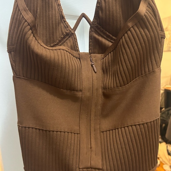 Brown Ribbed Bodysuit - Picture 4 of 5